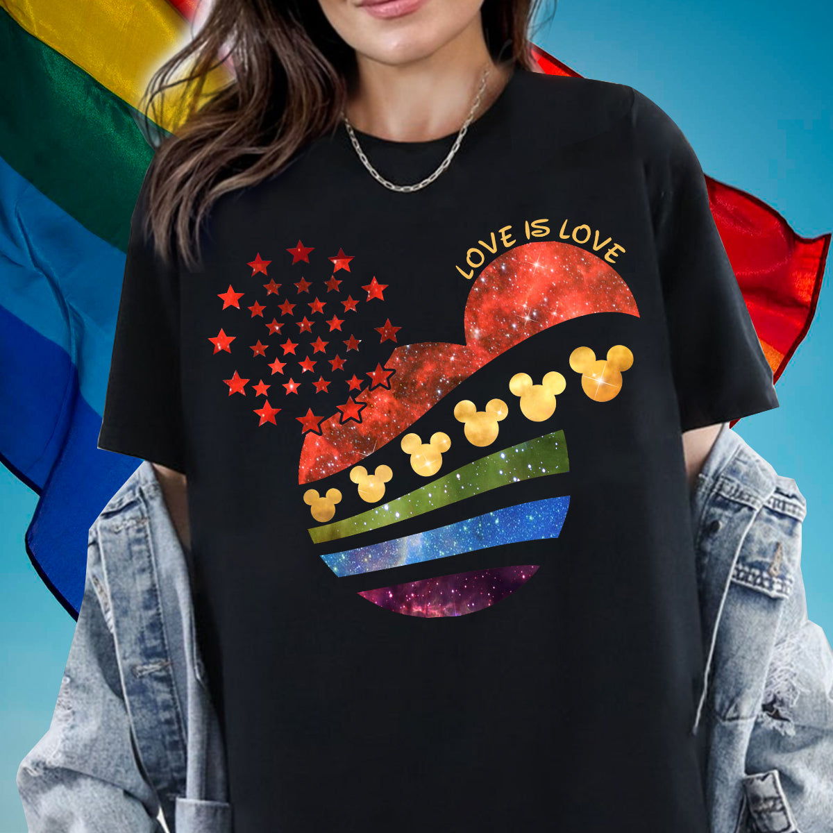Mouse Head Galaxy Rainbow - LGBT Support T-shirt And Hoodie