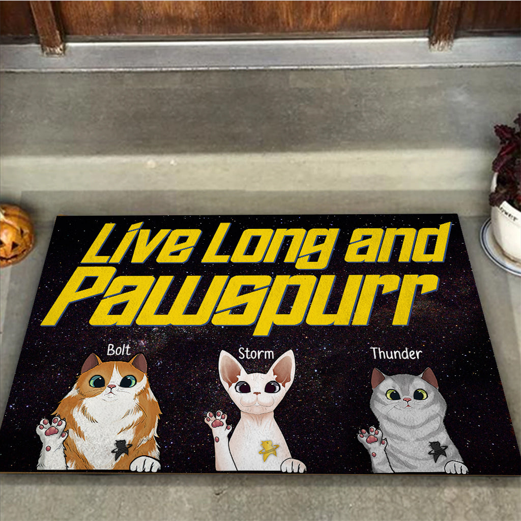 Live Long and Pawspurr - Personalized Star Fleet Doormat