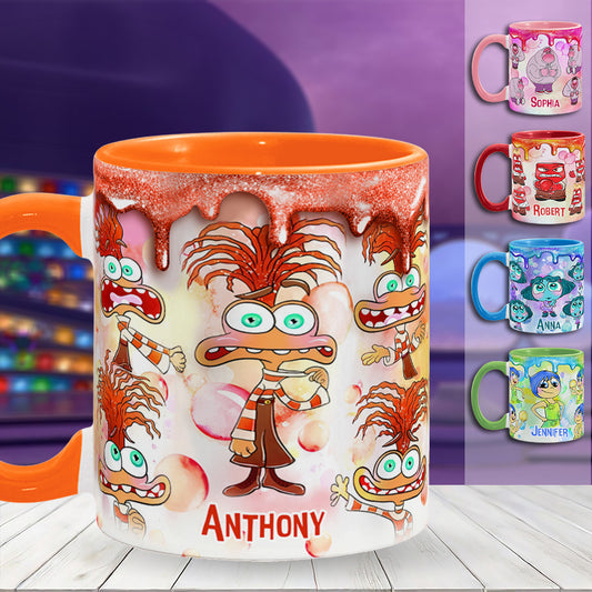 Joy Disgust Anger Sadness Fear Anxiety Envy Ennui Embarrassment - Personalized Accent Mug
