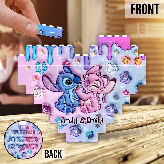 I'm Yours - Personalized Ohana Heart Building Brick Blocks Printed On Both Sides