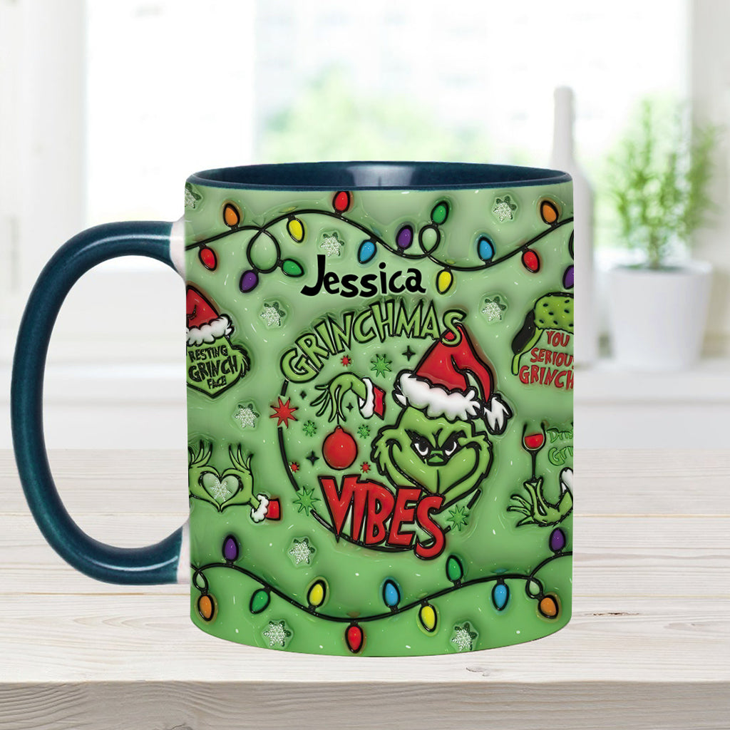 Grinchmas Vibes - Personalized Stole Christmas Accent Mug