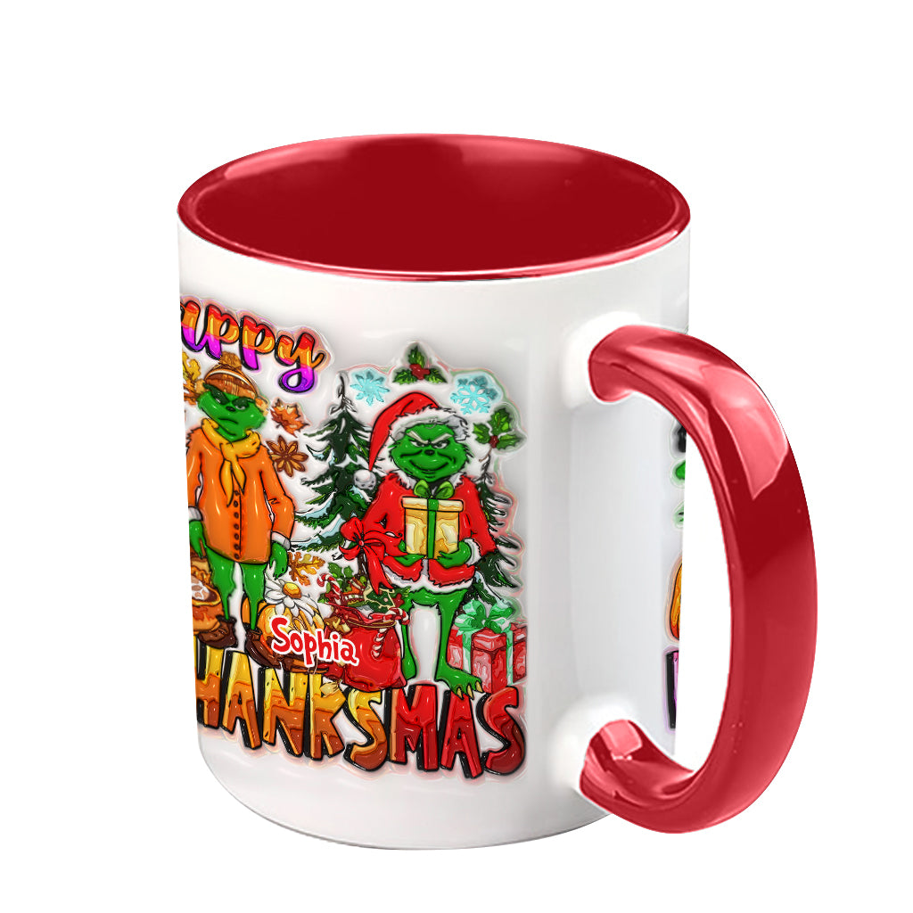 Happy Hallothanksmas - Personalized Stole Christmas Accent Mug