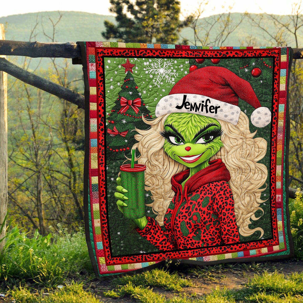 Beautiful Green Lady - Personalized Stole Christmas Quilt