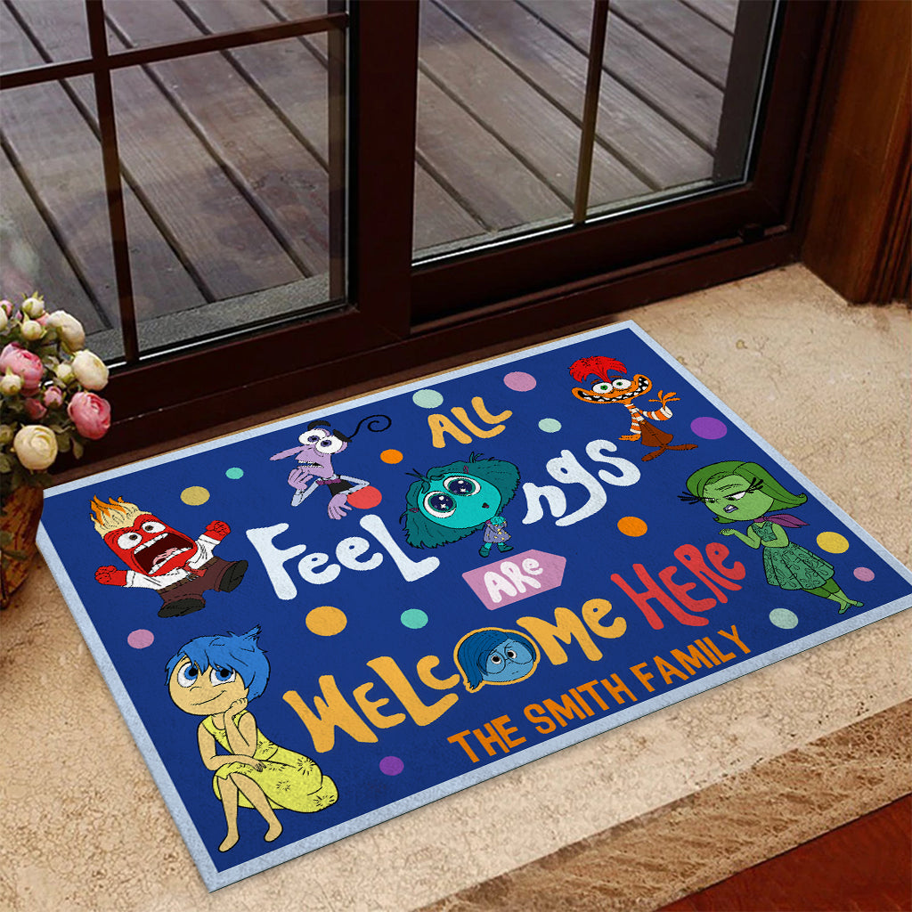 All Feelings Are Welcome Here - Personalized Doormat