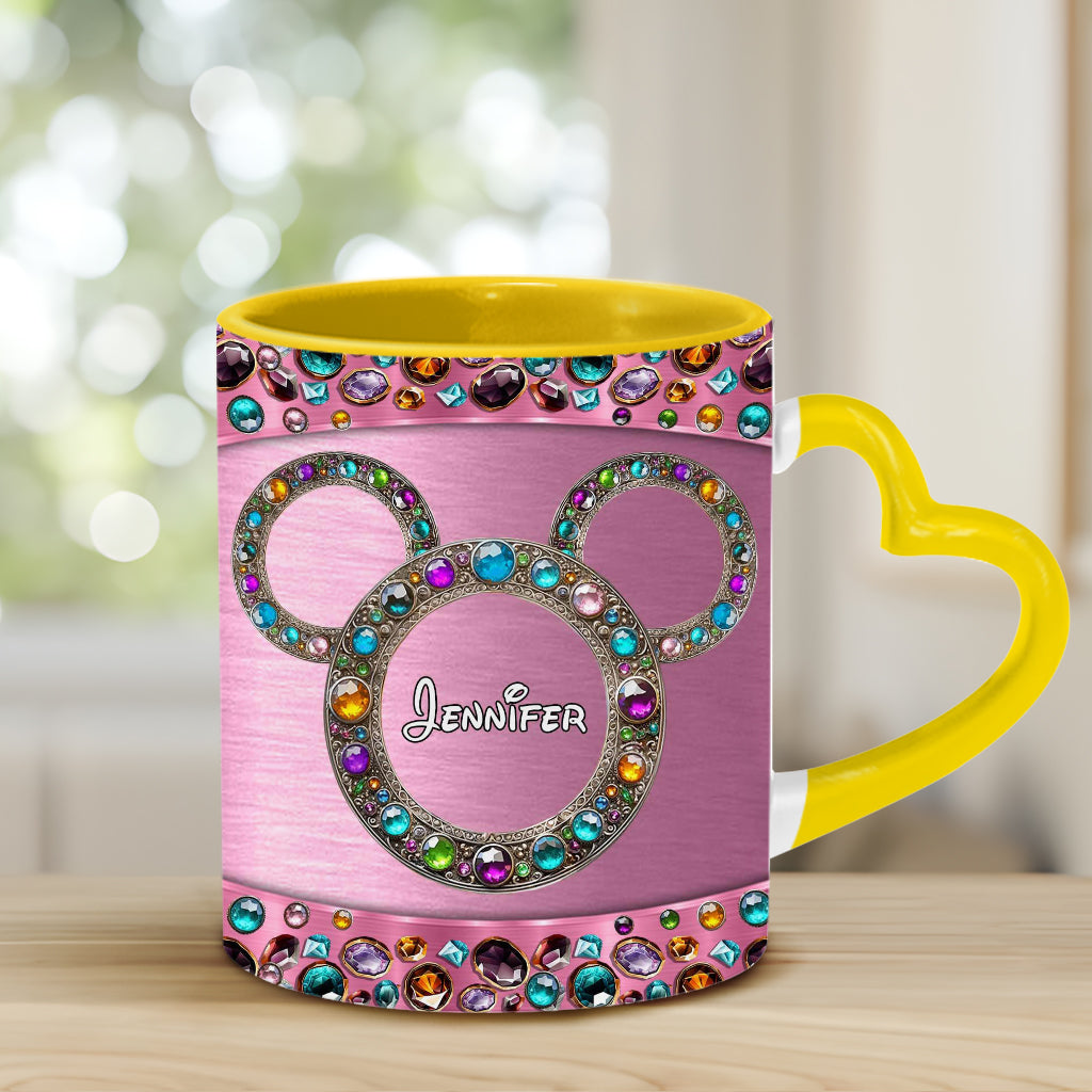 Magic Pink - Personalized Mouse Heart Handle Mug