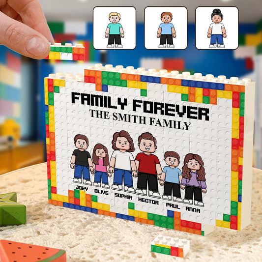 Family Forever - Personalized Family One-sided Horizontal Rectangle Building Brick Blocks