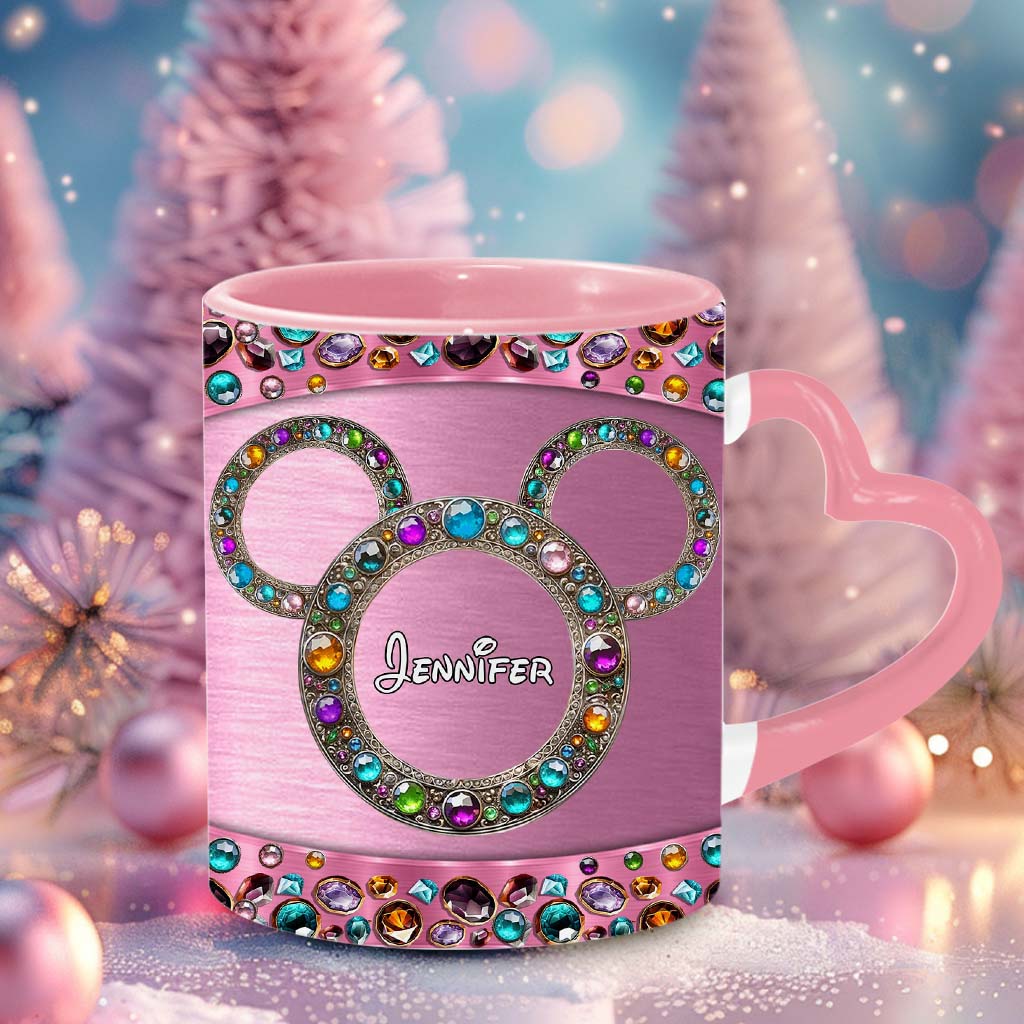 Magic Pink - Personalized Mouse Heart Handle Mug