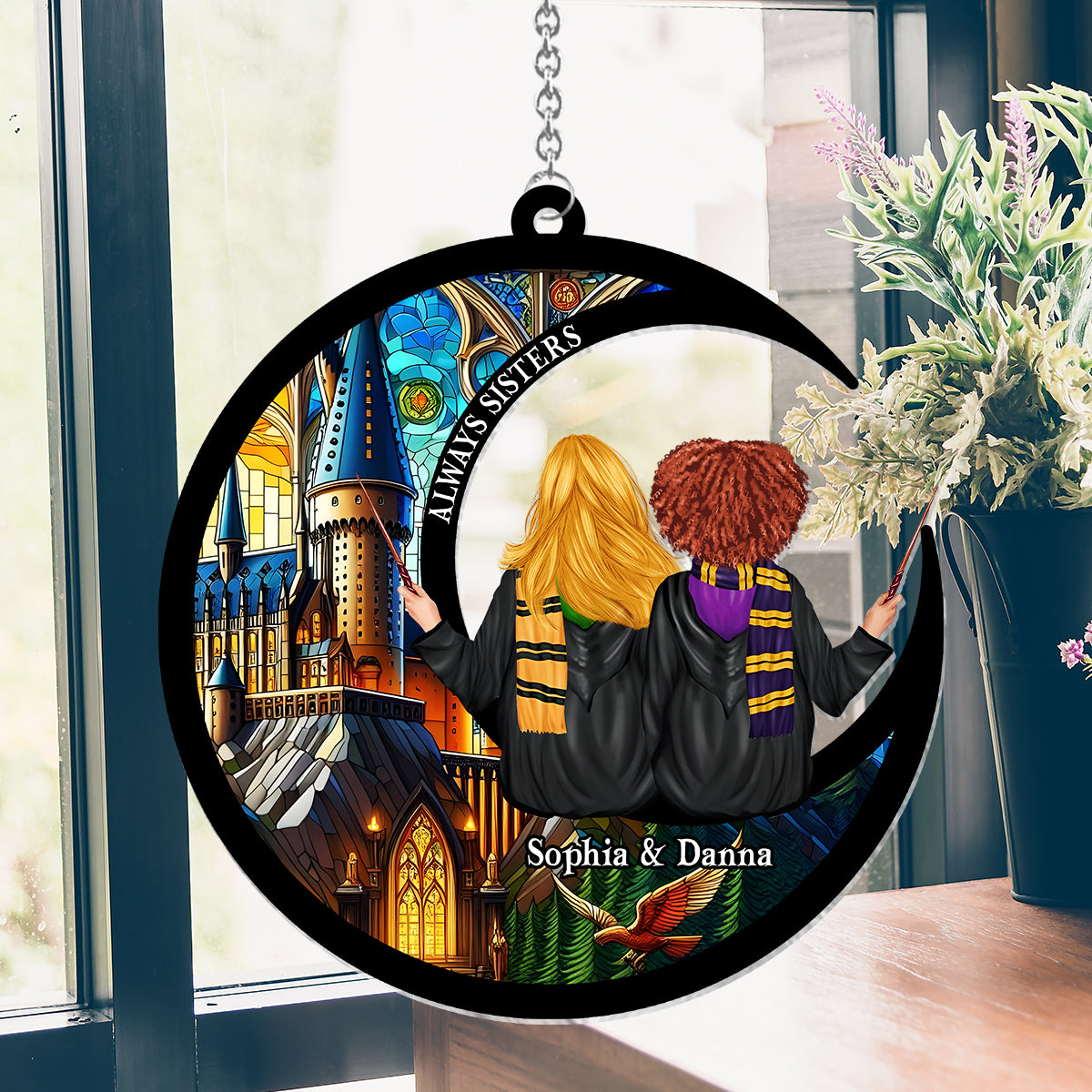 Always Sisters - Personalized Bestie Window Hanging Suncatcher Ornament