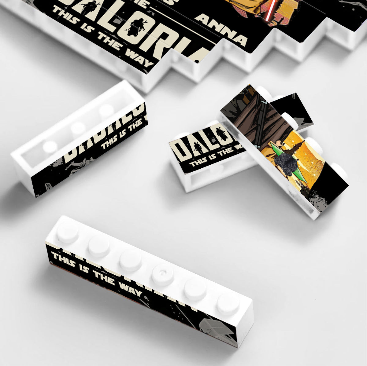 Dadalorian Best Dad Ever - Personalized The Force One-sided Vertical Rectangle Building Brick Blocks