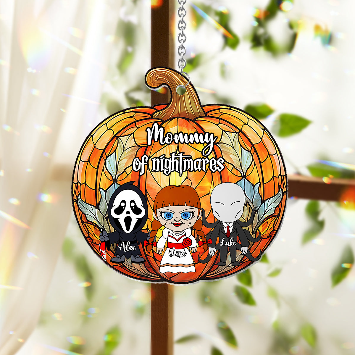 Mother of Little Monster Pumpkin - Personalized Mother Window Hanging Suncatcher Ornament