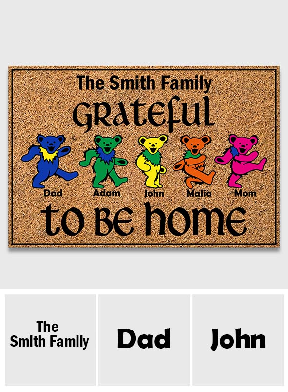 Grateful To Be Home - Personalized Family Doormat