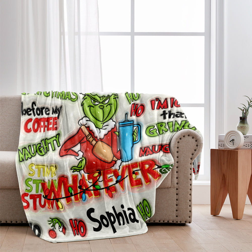 Merry Grinchmas - Personalized Stole Christmas Blanket