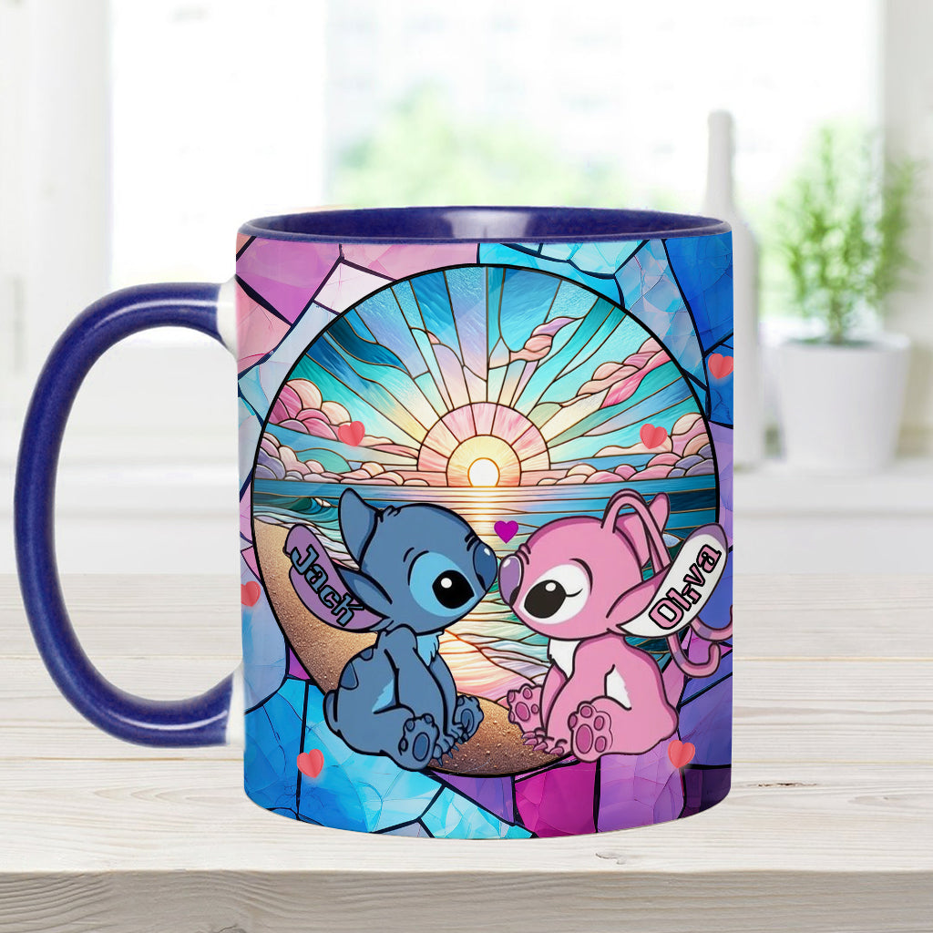 Sunrise On The Beach Build The Life We Love - Personalized Ohana Accent Mug