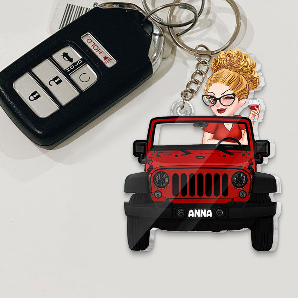 A Girl And Her Car - Personalized Car Custom Shaped Keychain