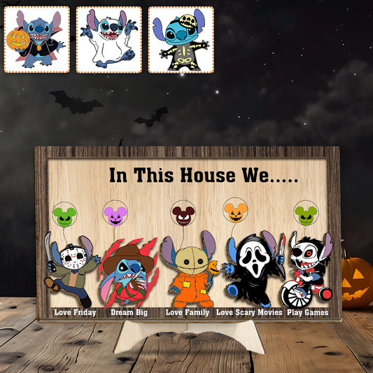 hlw A01 In This House - Personalized Ohana 2 Layered Wood Sign / Wood Plaque