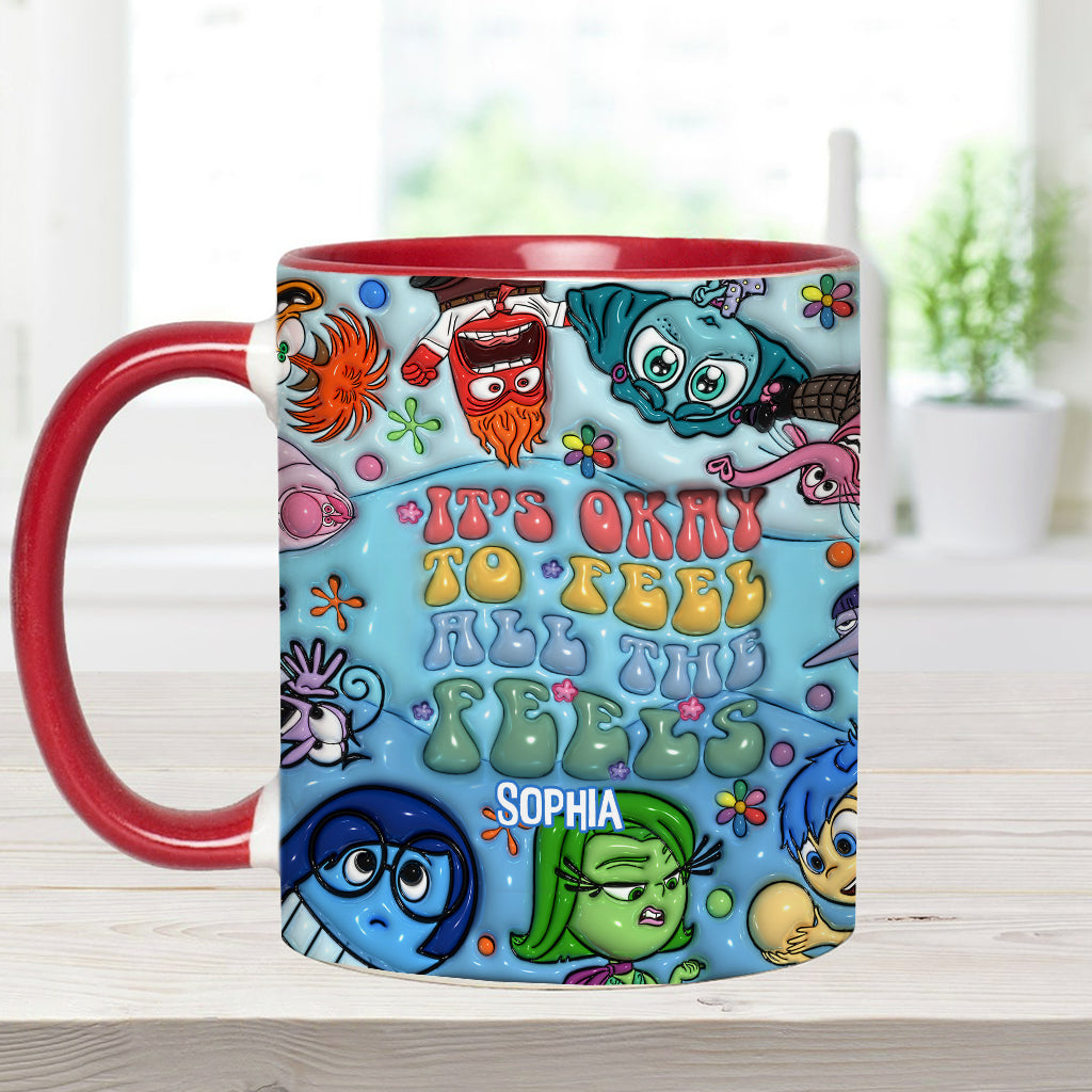 It's Okay To Feel All The Feels - Personalized Accent Mug