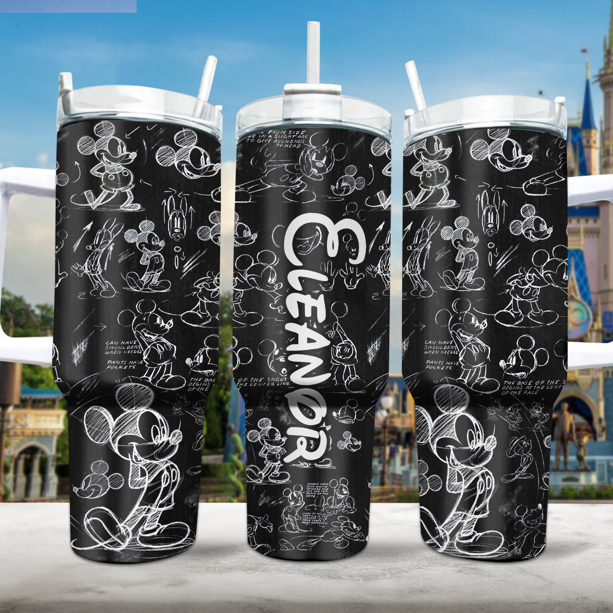 Black And White Mouse - Personalized Mouse Tumbler With Handle