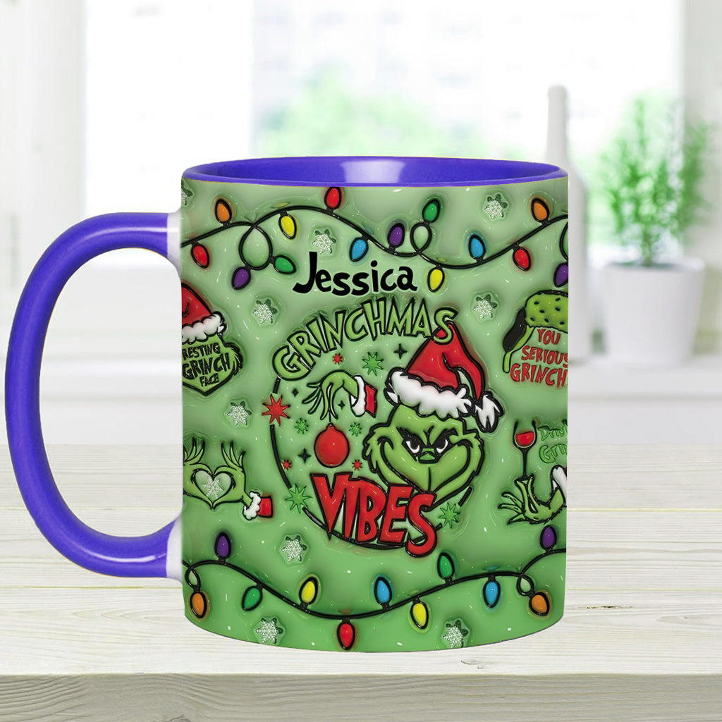 Grinchmas Vibes - Personalized Stole Christmas Accent Mug