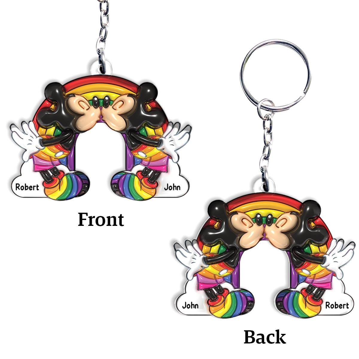 Love Is Love Mouse Couple - Personalized LGBT Support Keychain