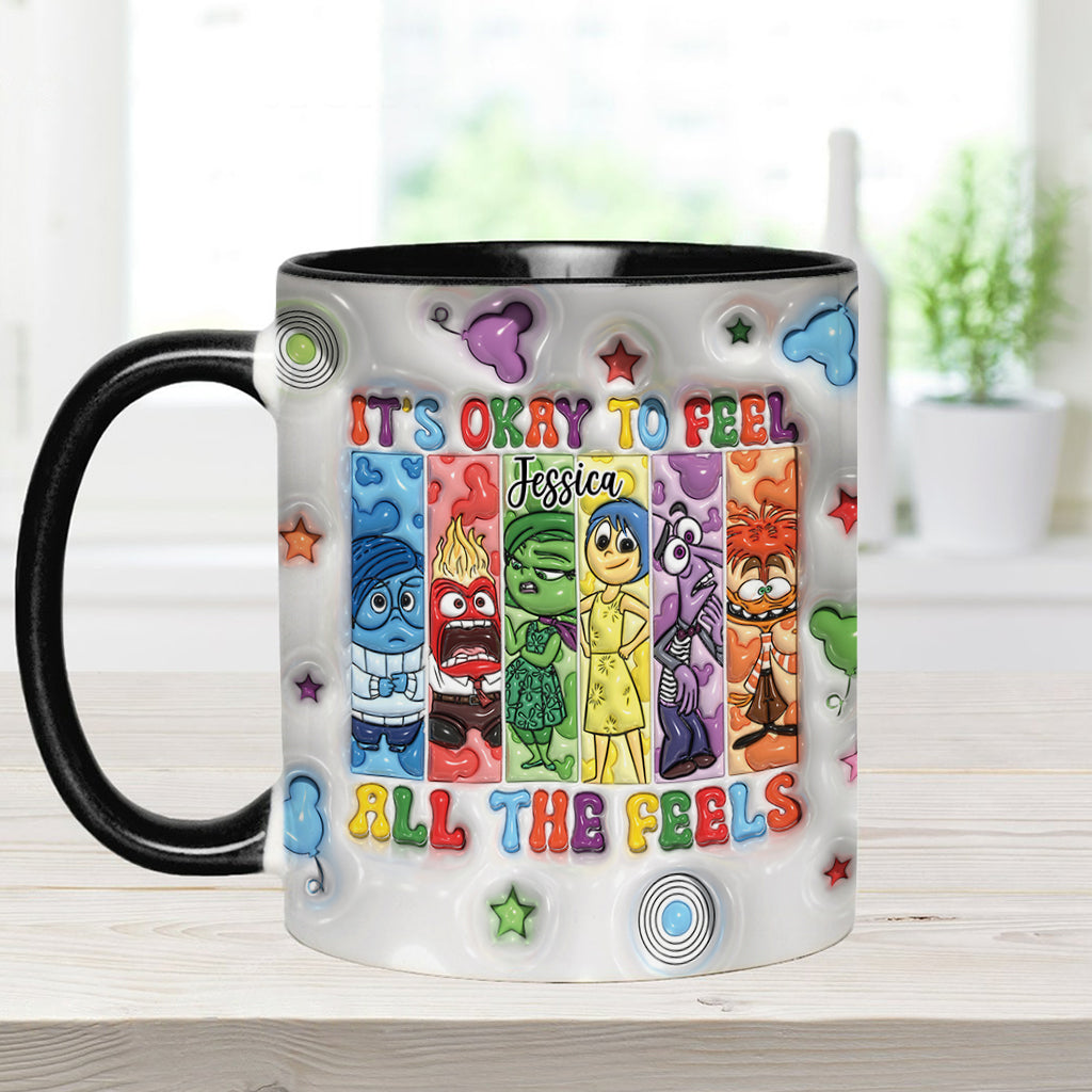 It's Okay To Feel All The Feels - Personalized Accent Mug