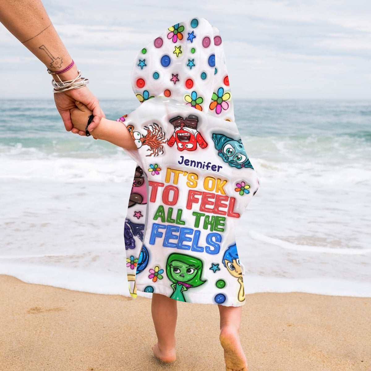 It's OK To Feel - Personalized Kid Hooded Towel Poncho