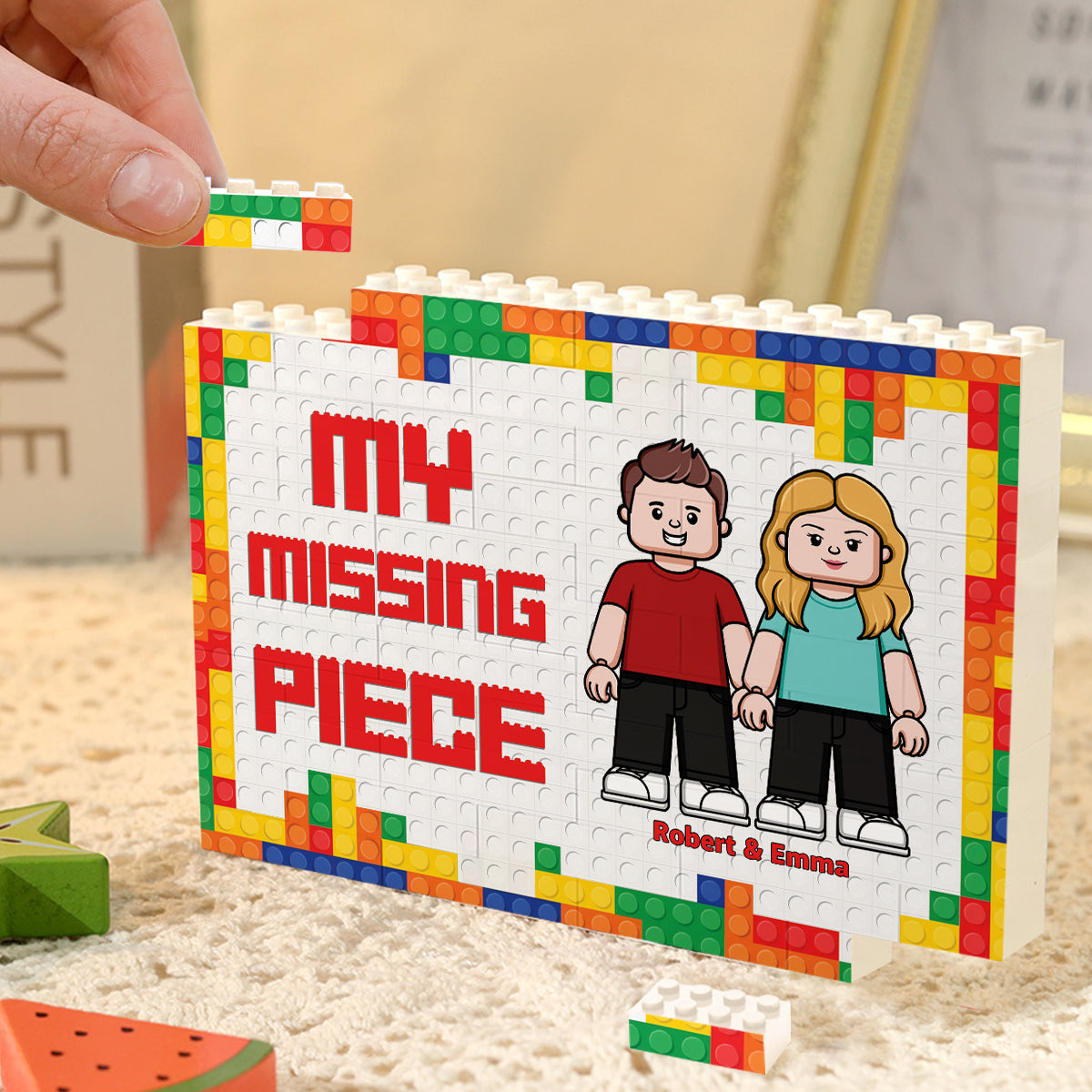 You Are My Missing Piece - Personalized Couple One-sided Horizontal Rectangle Building Brick Blocks