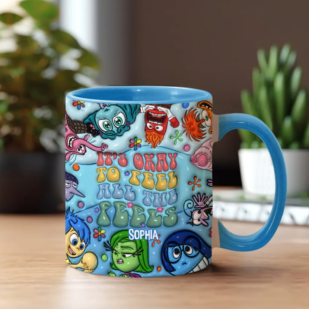 It's Okay To Feel All The Feels - Personalized Accent Mug