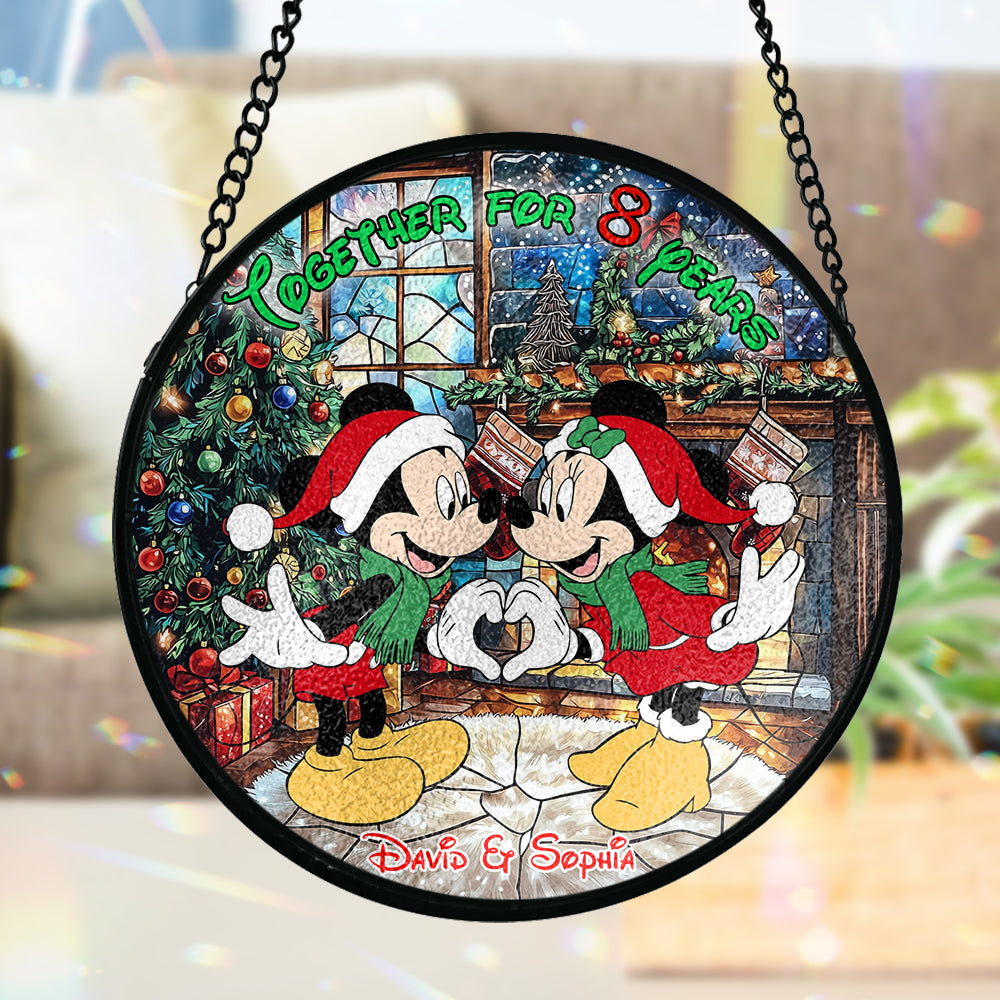 Together For Years - Personalized Couple Stained Glass Suncatcher