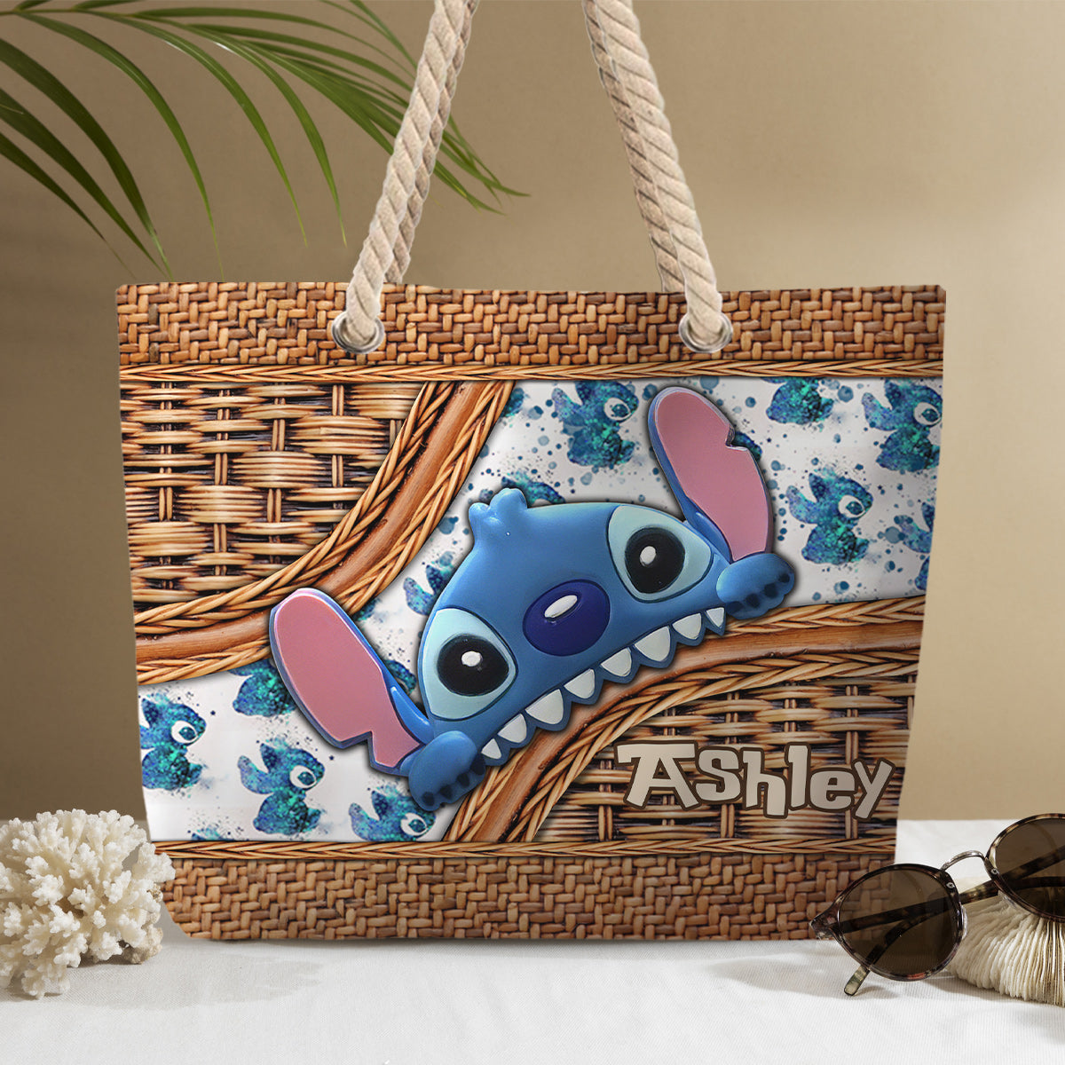Cute Stitch - Personalized Ohana Beach Bag