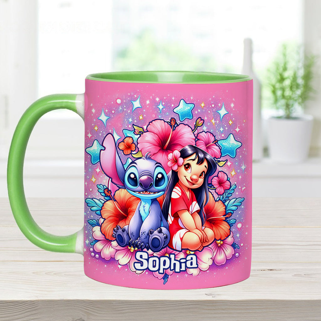 Ohana Cute Bubble Flowers - Personalized Ohana Accent Mug