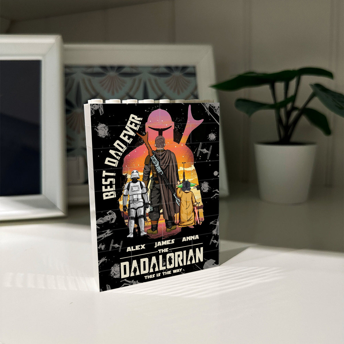 Dadalorian Best Dad Ever - Personalized The Force One-sided Vertical Rectangle Building Brick Blocks