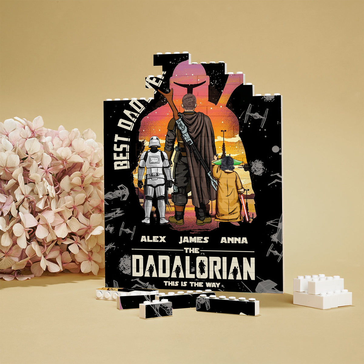 Dadalorian Best Dad Ever - Personalized The Force One-sided Vertical Rectangle Building Brick Blocks