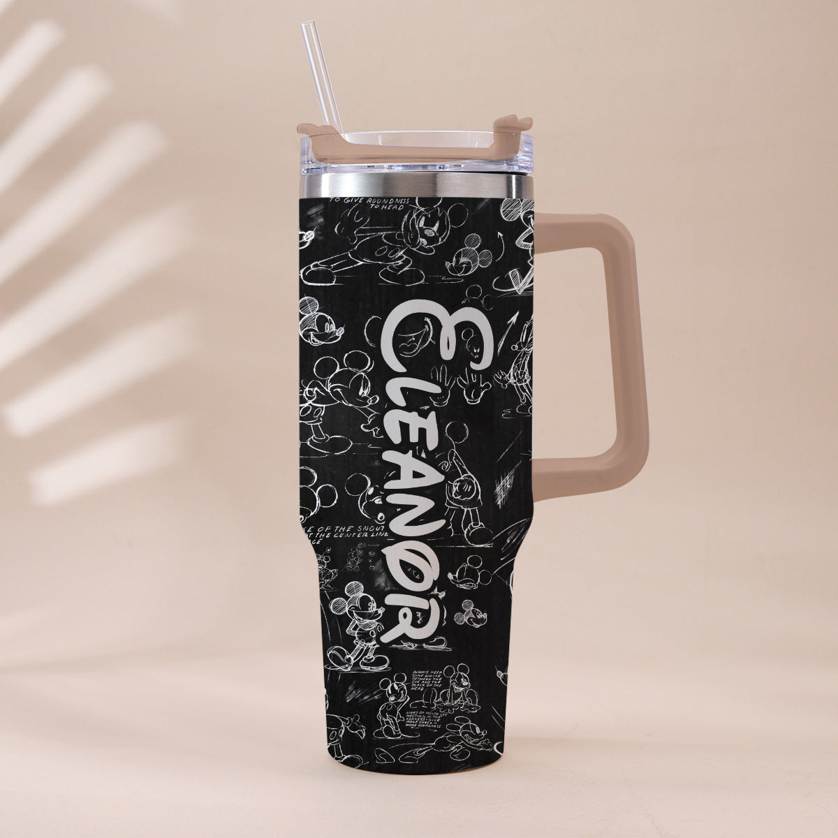 Black And White Mouse - Personalized Mouse Tumbler With Handle