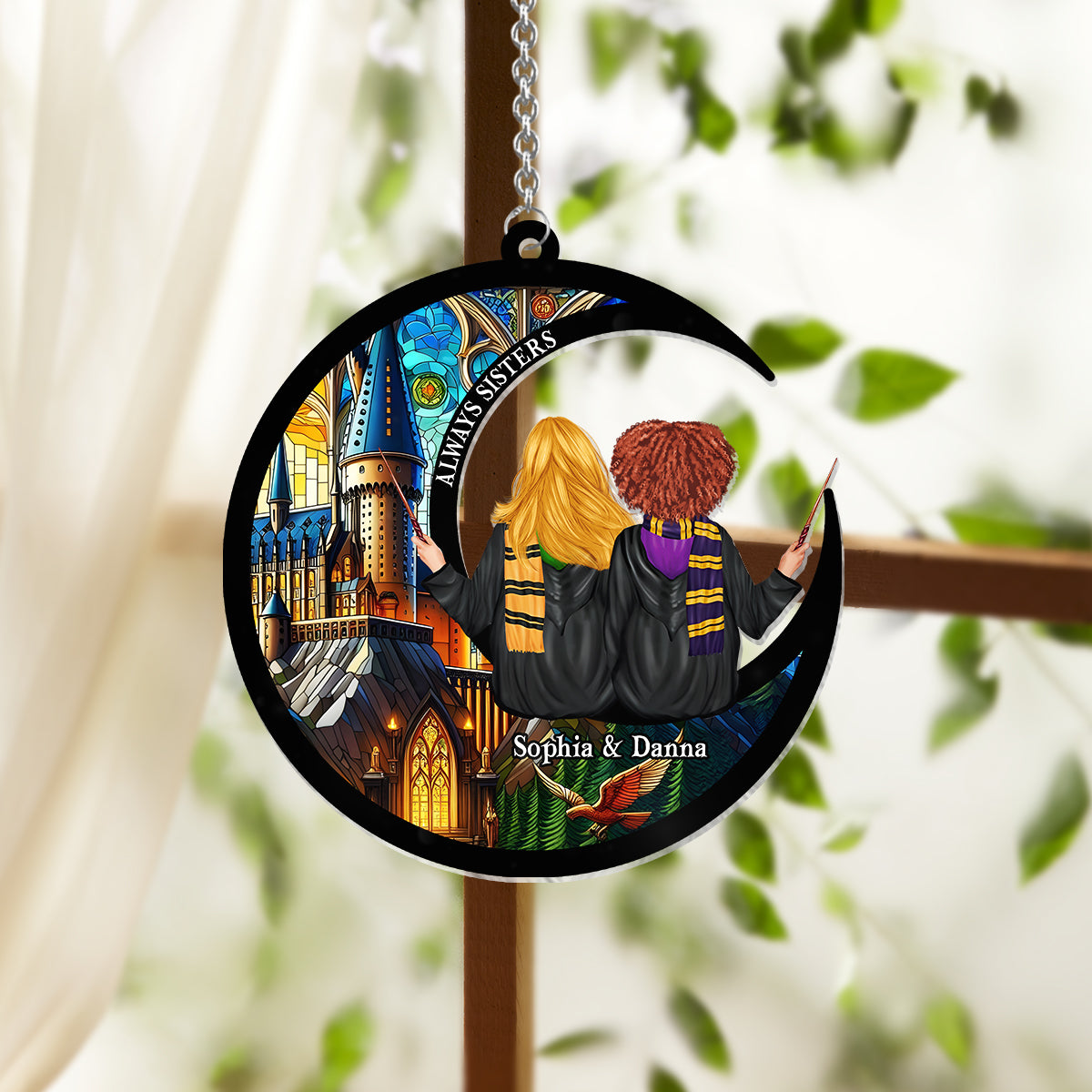 Always Sisters - Personalized Bestie Window Hanging Suncatcher Ornament