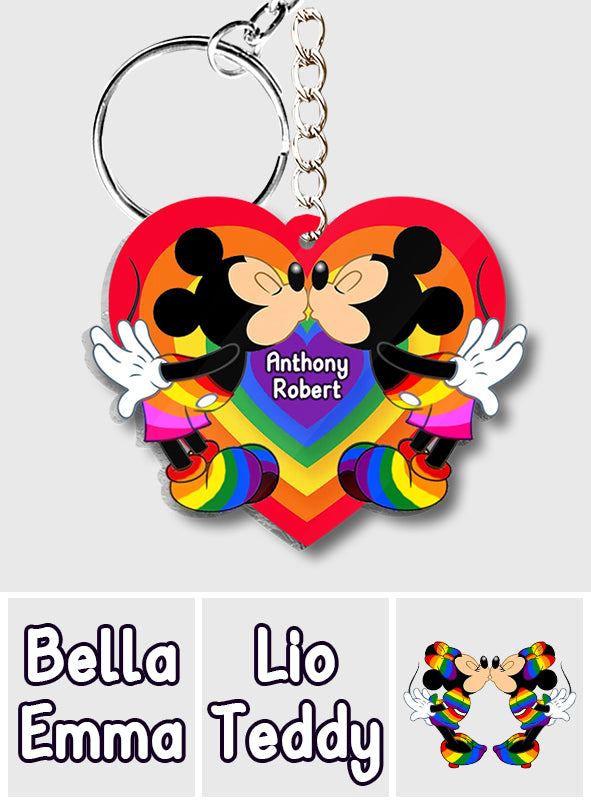 Love Is Love Mouse Couple - Personalized LGBT Support Transparent Keychain