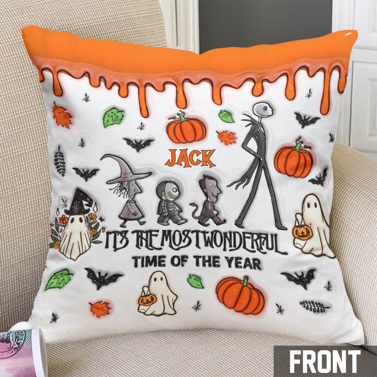 It's The Most Wonderful Time Pumpkin King - Personalized Nightmare Throw Pillow