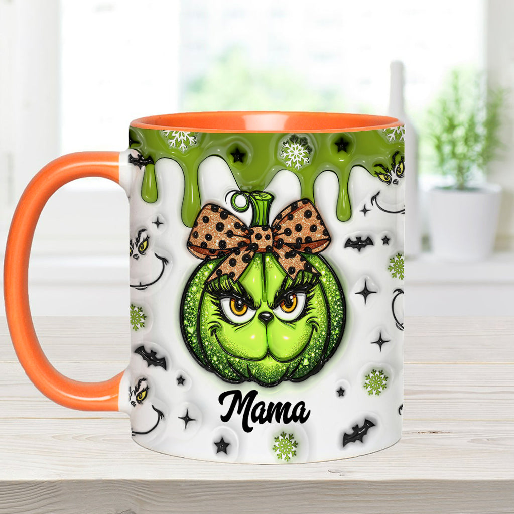 Grinchy Mama/Grandma - Personalized Grandma Accent Mug