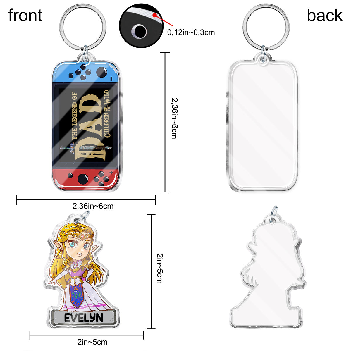 The Legend Of Dad - Personalized The Hero's Legend Keychain with Charms