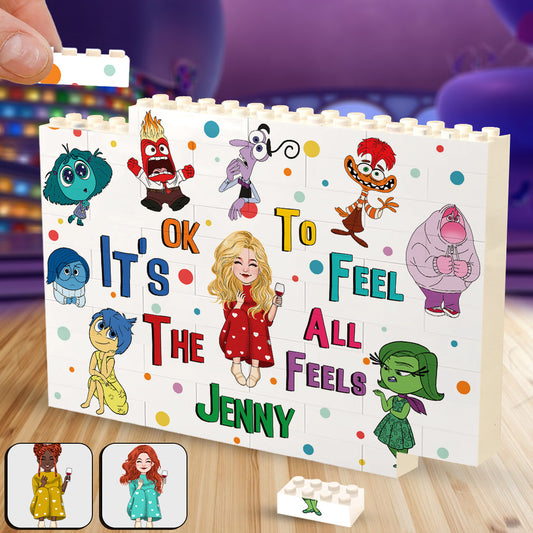 It's Ok To Feel All The Feels - Personalized Horizontal Rectangle Building Brick Blocks Printed On Both Sides