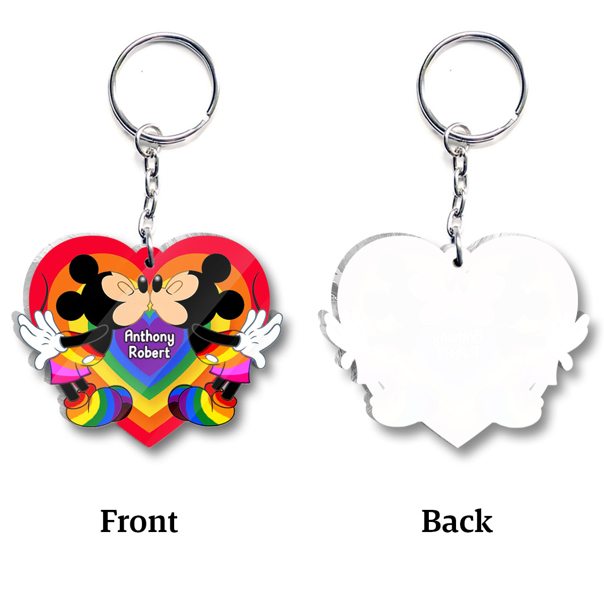 Love Is Love Mouse Couple - Personalized LGBT Support Transparent Keychain