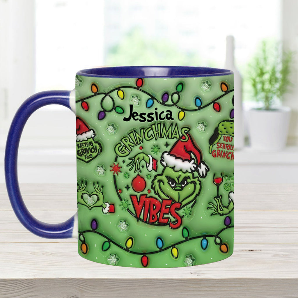 Grinchmas Vibes - Personalized Stole Christmas Accent Mug