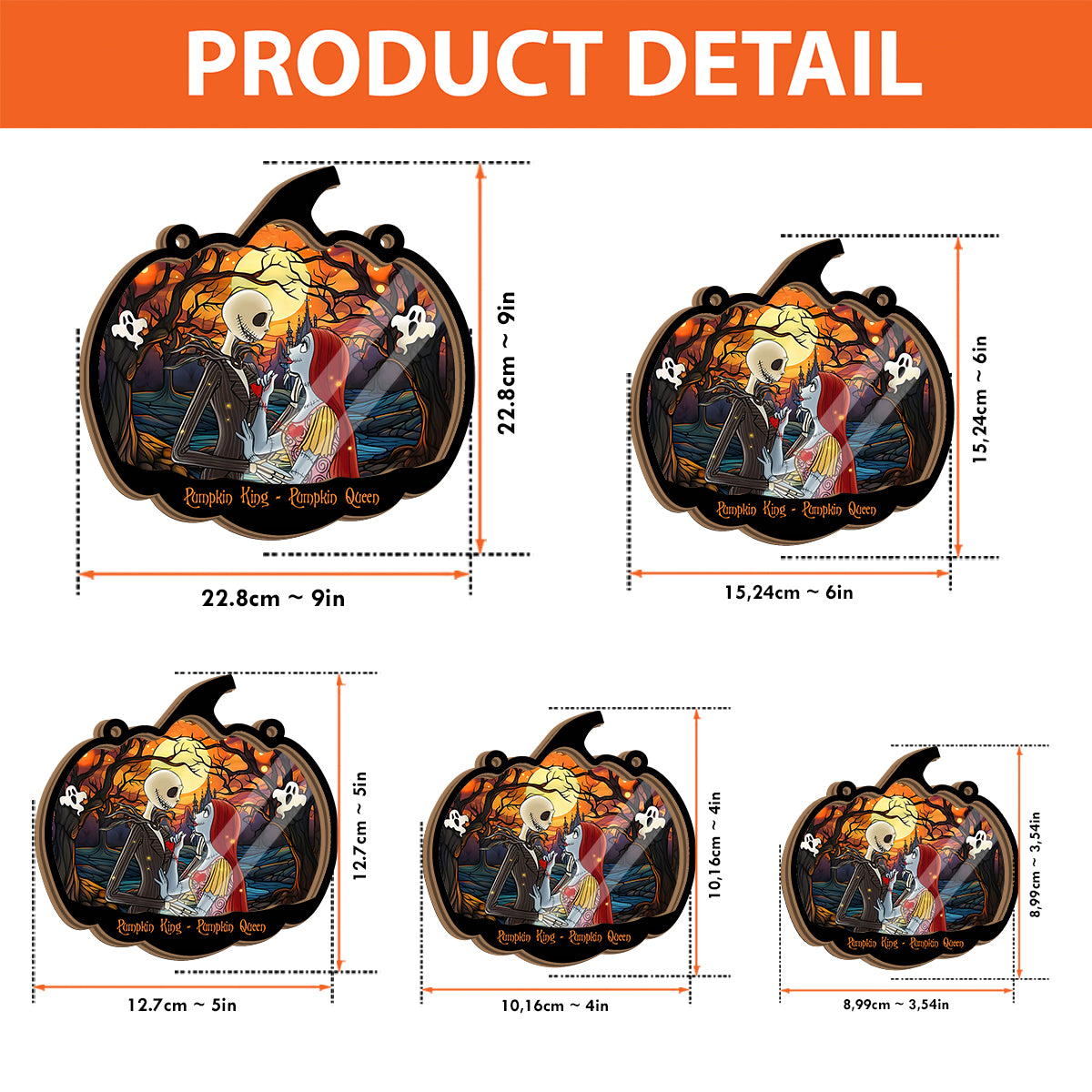 Pumpkin King & His Queen - Personalized Nightmare 2 Layered Window Hanging Suncatcher