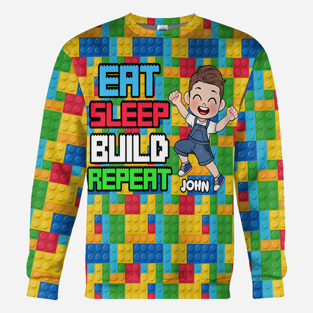 Eat Sleep Build Repeat - Personalized All Over Shirt