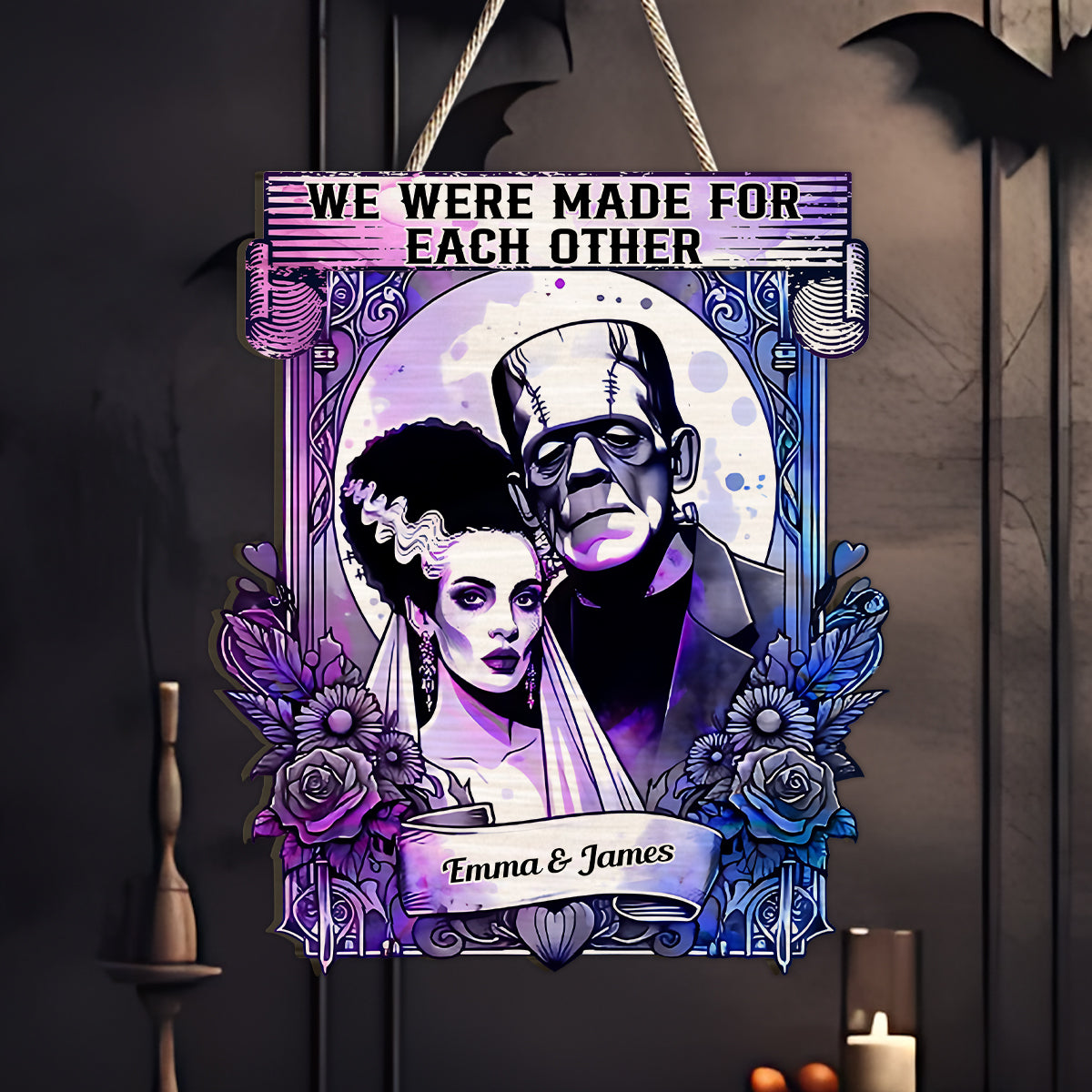 The Green Monster And Bride, We Were Made For Each Other - Personalized Couple Custom Shaped Wood Sign