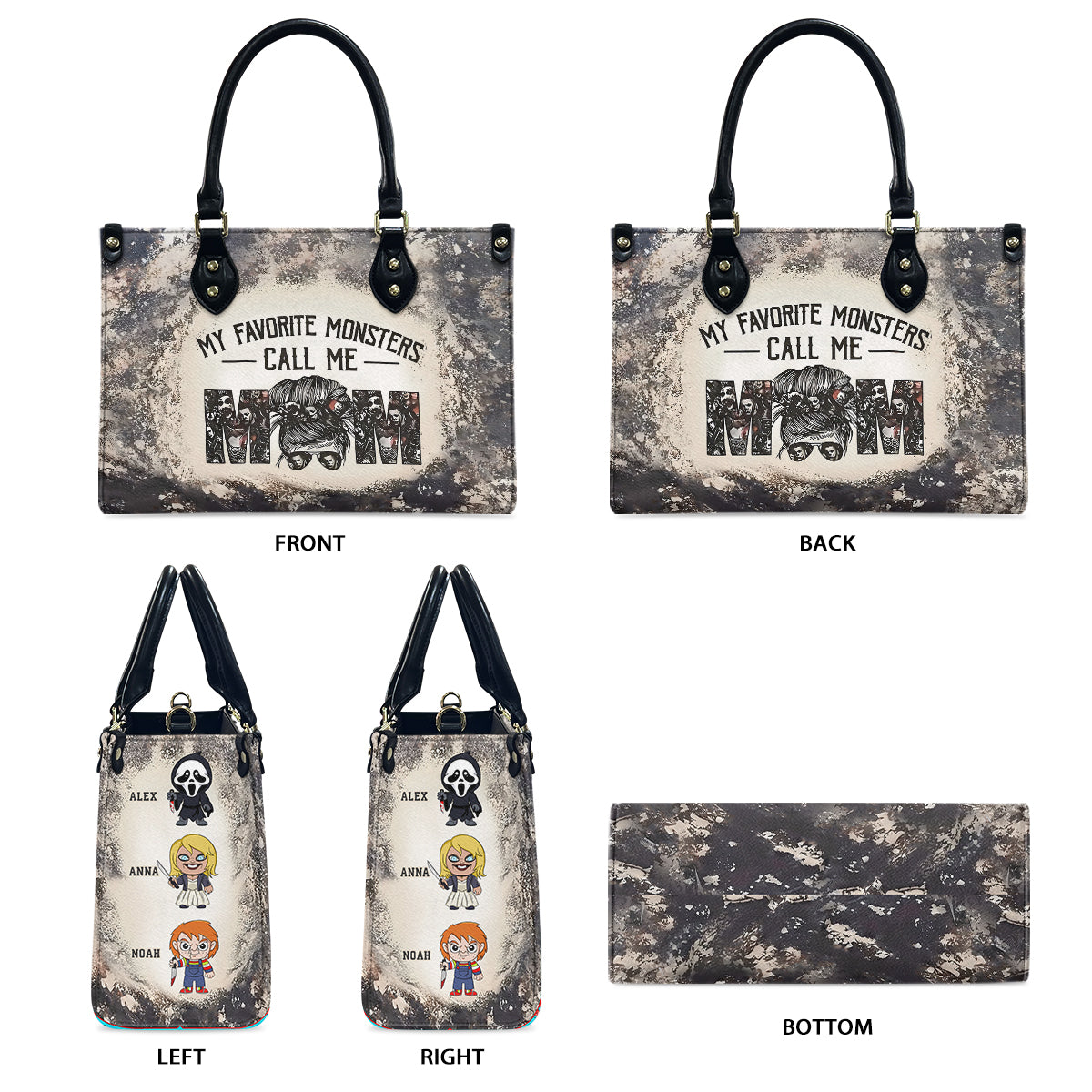 My Favorite Monsters Call Me Mom - Personalized Mother Leather Handbag