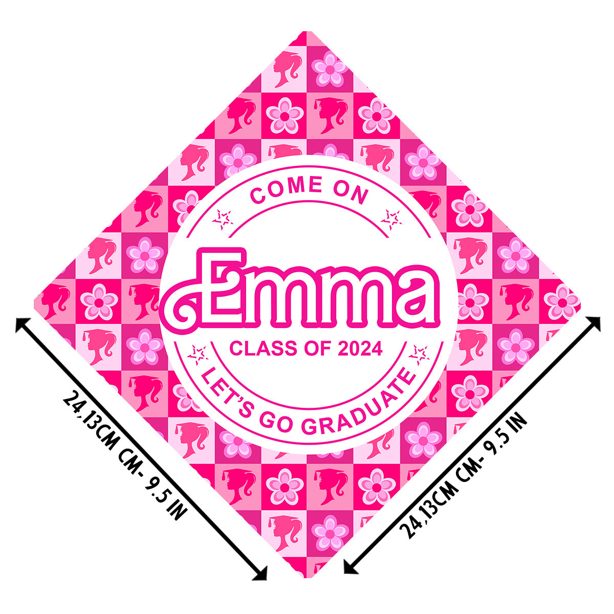 Come One Senior Let's Go Graduate Pink Doll Themed - Personalized Graduation Cap Topper