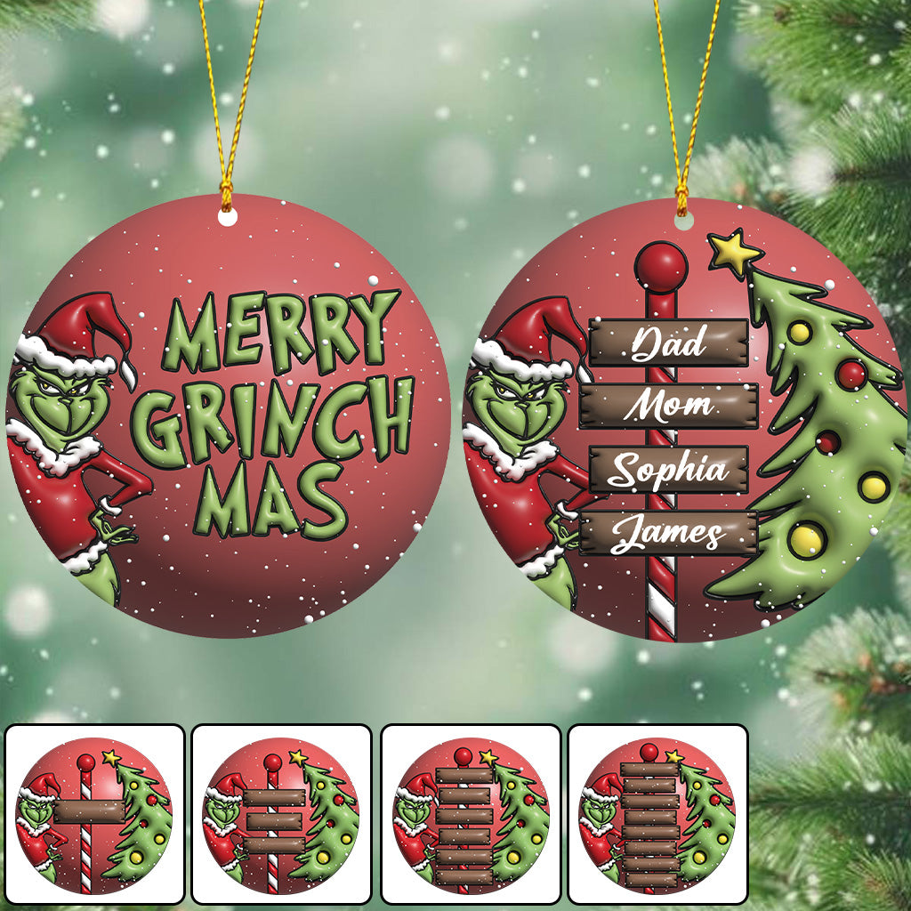 Merry Grinchmas Family - Personalized Stole Christmas Ornament