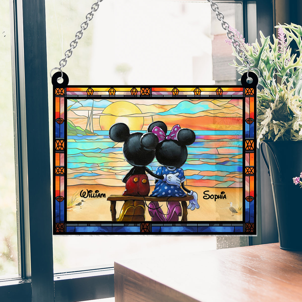 I am yours - Personalized Mouse Window Hanging Suncatcher Ornament