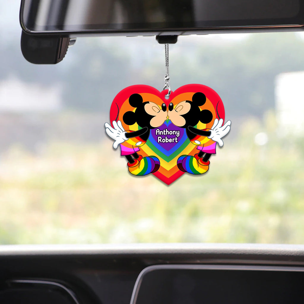 Love Is Love Mouse Couple - Personalized LGBT Support Car Ornament