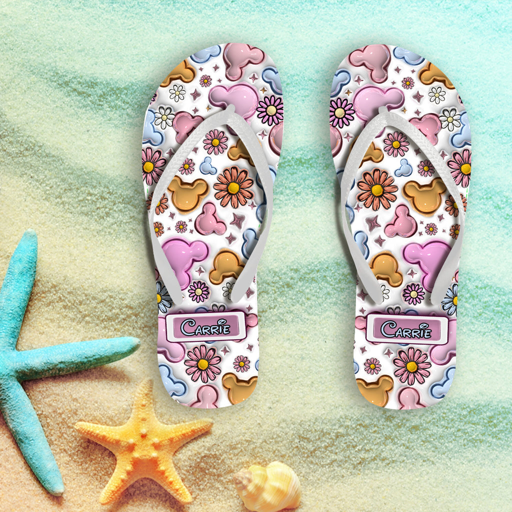 Floral Style - Personalized Mouse Flip Flops